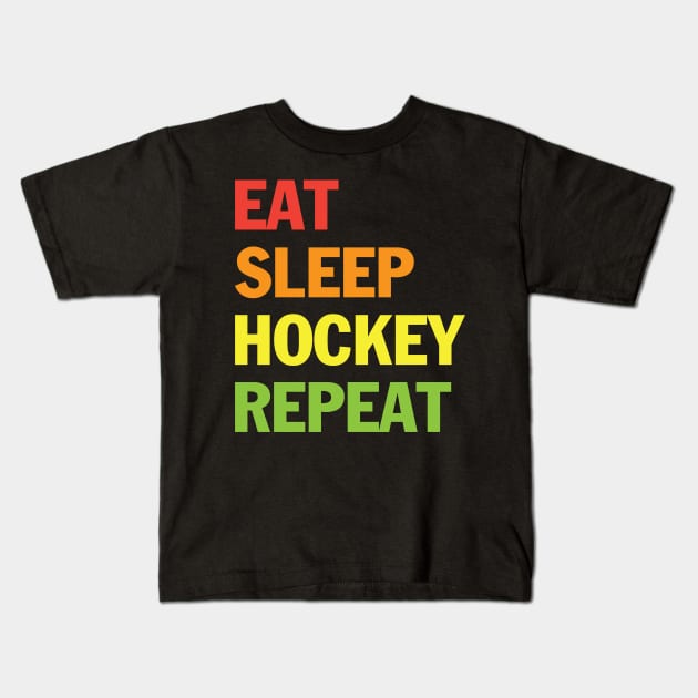 Eat Sleep Hockey Repeat T-Shrit Kids T-Shirt by SWArtistZone